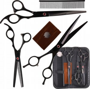 Nożyczki Fryzjerskie Groomerskie 7.0 Zestaw 3+1 grzebień degażówki dla zwierząt 4