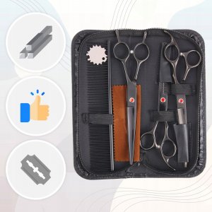 Nożyczki Fryzjerskie Groomerskie 7.0 Zestaw 3+1 grzebień degażówki dla zwierząt 6