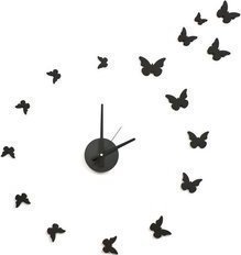 Zegar naklejka na ścianę 3D czarny Motyle 1