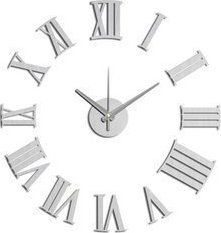 Zegar naklejka na ścianę 3D srebrny 15287 1