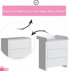 ATB Meble Funkcjonalna komoda z przewijakiem Basic Biały 5
