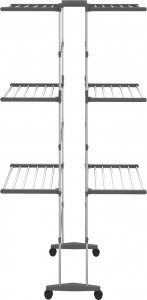 Suszarka na pranie vidaXL vidaXL Suszarka na pranie na kółkach, 3 poziomy, srebrna, 60x70x166 cm 4