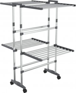 Suszarka na pranie vidaXL vidaXL Suszarka na pranie na kółkach, 2 poziomy, srebrna, 60x70x106 cm 2