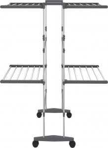 Suszarka na pranie vidaXL vidaXL Suszarka na pranie na kółkach, 2 poziomy, srebrna, 60x70x106 cm 4