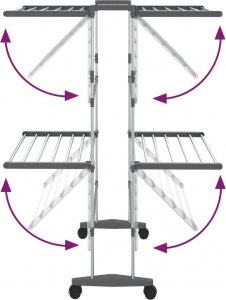 Suszarka na pranie vidaXL vidaXL Suszarka na pranie na kółkach, 2 poziomy, srebrna, 60x70x106 cm 5