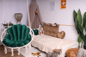 Love Gifts FOTEL WISZĄCY Z KOMPLETEM PODUCH MUSZLI/Zieleń 2