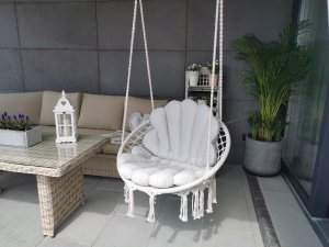 Love Gifts FOTEL WISZĄCY Z KOMPLETEM PODUCH MUSZLI/Szary 2