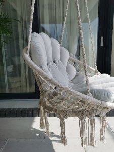 Love Gifts FOTEL WISZĄCY Z KOMPLETEM PODUCH MUSZLI/Szary 3