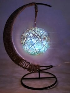 Lampa stołowa Gold Start Lampka w kszałcie księżyca, Kula ze sznurka niebieska 1