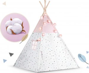 Nukido Namiot tipi dla dzieci z girlandą i światełkami - różowy 5