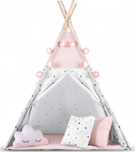 Nukido Namiot tipi dla dzieci z girlandą i światełkami - różowy 6