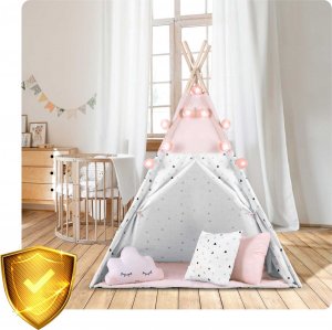 Nukido Namiot tipi dla dzieci z girlandą i światełkami - różowy 20