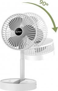 Wentylator USB Wiatrak biurkowy bezprzewodowy USB Alogy składany przenośny wentylator na biurko blat Biały 2