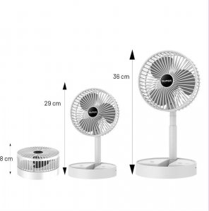 Wentylator USB Wiatrak biurkowy bezprzewodowy USB Alogy składany przenośny wentylator na biurko blat Biały 4