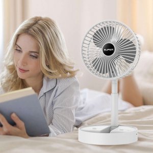 Wentylator USB Wiatrak biurkowy bezprzewodowy USB Alogy składany przenośny wentylator na biurko blat Biały 8