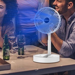 Wentylator USB Wiatrak biurkowy bezprzewodowy USB Alogy składany przenośny wentylator na biurko blat Biały 9
