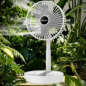 Wentylator USB Wiatrak biurkowy bezprzewodowy USB Alogy składany przenośny wentylator na biurko blat Biały 10