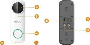 IMOU Dzwonek z kamerą Wi-Fi, 4Mpix, audio, funkcja syreny i dioda LED, IP65, DB61i-W-D4P-imou IMOU 3