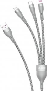 Kabel USB Dudao USB-A - USB-C + microUSB + Lightning 1.2 m Szary (Kabel 3w1-6973687242220) 1