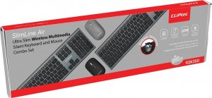 Klawiatura + mysz Cliptec Zestaw klawiatura multimedialna + mysz optyczna 1200DPI Slimline Air RZK350 bezprzewodowe szare 3