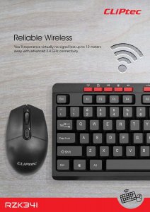 Cliptec Zestaw klawiatura multimedialna + mysz optyczna 1600DPI Workspace Air RZK341 bezprzewodowe czarne 2