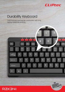 Cliptec Zestaw klawiatura multimedialna + mysz optyczna 1600DPI Workspace Air RZK341 bezprzewodowe czarne 5