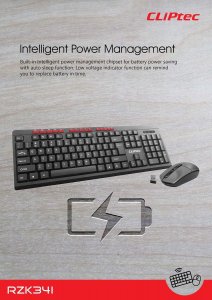 Cliptec Zestaw klawiatura multimedialna + mysz optyczna 1600DPI Workspace Air RZK341 bezprzewodowe czarne 7