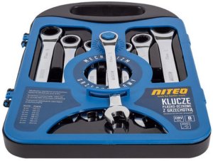 NiteoKlucze płasko oczkowe z grzechotką 8-19mm stal CrV Niteo 7