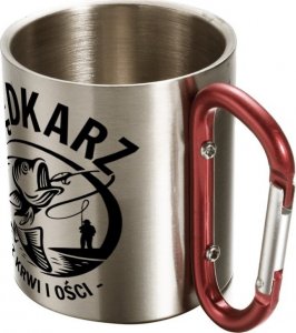 Wędkarz z krwi i ości, Kubek z karabińczykiem, srebrny, 300ml 2