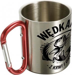 Wędkarz z krwi i ości, Kubek z karabińczykiem, srebrny, 300ml 3