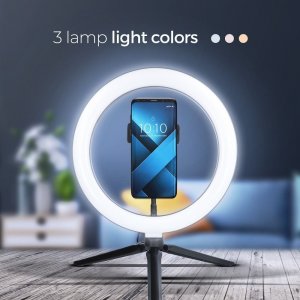 Lampa pierścieniowa Techonic  LED Ring Stream 10 cali z uchwytem na telefon 3