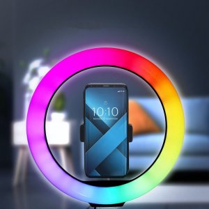Lampa pierścieniowa Techonic  LED Ring Stream pierścieniowa FULL COLOR 12 cali z uchwytem na telefon + statyw 6