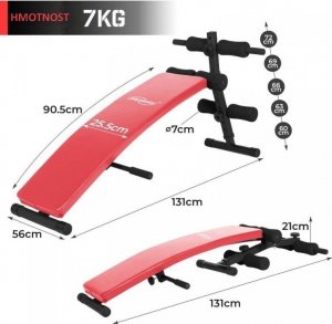 Ławka treningowa Physionics Pochylona - czerwona 5