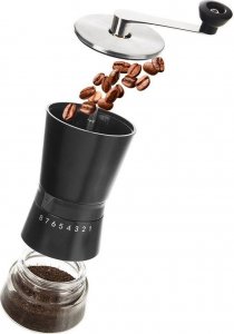 Młynek do kawy Orion Młynek do mielenia kawy ręczny z regulacją stalowy szklany 21 cm 3