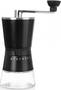 Młynek do kawy Orion Młynek do mielenia kawy ręczny z regulacją stalowy szklany 21 cm 8