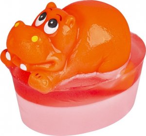 Organique ORGANIQUE Mydło glicerynowe z zabawką Hipopotam - różowe 80g 1