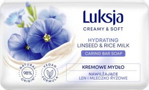 Sarantis Luksja Creamy & Soft Nawilżające Kremowe Mydło w kostce Len & Mleczko Ryżowe 90g 1