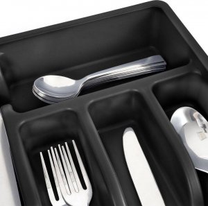 Vilde Organizer na sztućce przybory wkład do szuflady czarny 5 przegródek 36x25,5x6 cm 6