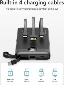Powerbank Veger C10 10000mAh Czarny 5