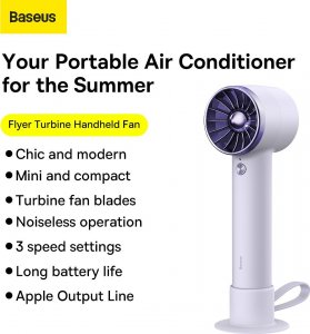 Wentylator Baseus Wiatrak Flyer Turbine power bank 4000mAh z kablem Lightning (ACFX010005) fioletowy 13