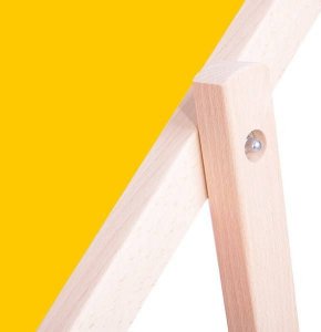Springos Leżak ogrodowy składany, drewniany z żółtym materiałem UNIWERSALNY 2