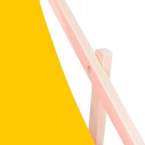 Springos Leżak ogrodowy składany, drewniany z żółtym materiałem UNIWERSALNY 3