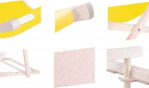 Springos Leżak ogrodowy składany, drewniany z żółtym materiałem UNIWERSALNY 4