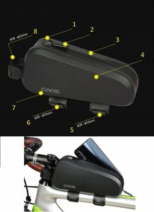 Sakwa Rowerowa Torba Na Rower Na Ramę Wodoodporna czarna 2