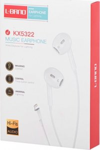 Słuchawki L-Brno L-BRNO Słuchawki douszne przewodowe Lightning białe 6