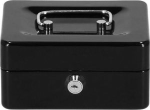 Springos Kasetka na pieniądze 15x12x8 cm metalowy sejf pudełko czarne UNIWERSALNY 3
