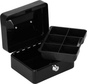 Springos Kasetka na pieniądze 15x12x8 cm metalowy sejf pudełko czarne UNIWERSALNY 4