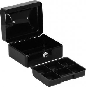 Springos Kasetka na pieniądze 15x12x8 cm metalowy sejf pudełko czarne UNIWERSALNY 5