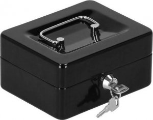 Springos Kasetka na pieniądze 15x12x8 cm metalowy sejf pudełko czarne UNIWERSALNY 6
