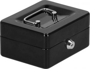 Springos Kasetka na pieniądze 15x12x8 cm metalowy sejf pudełko czarne UNIWERSALNY 7